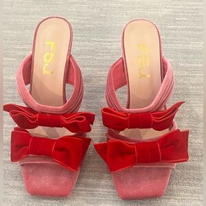 Never worn pink and red bow heels